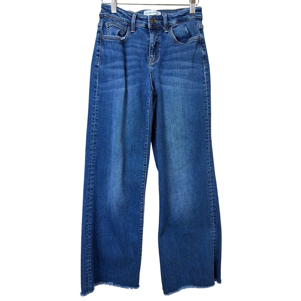 Flying Monkey Blue Distressed Hem Wide Leg Jeans Size 25